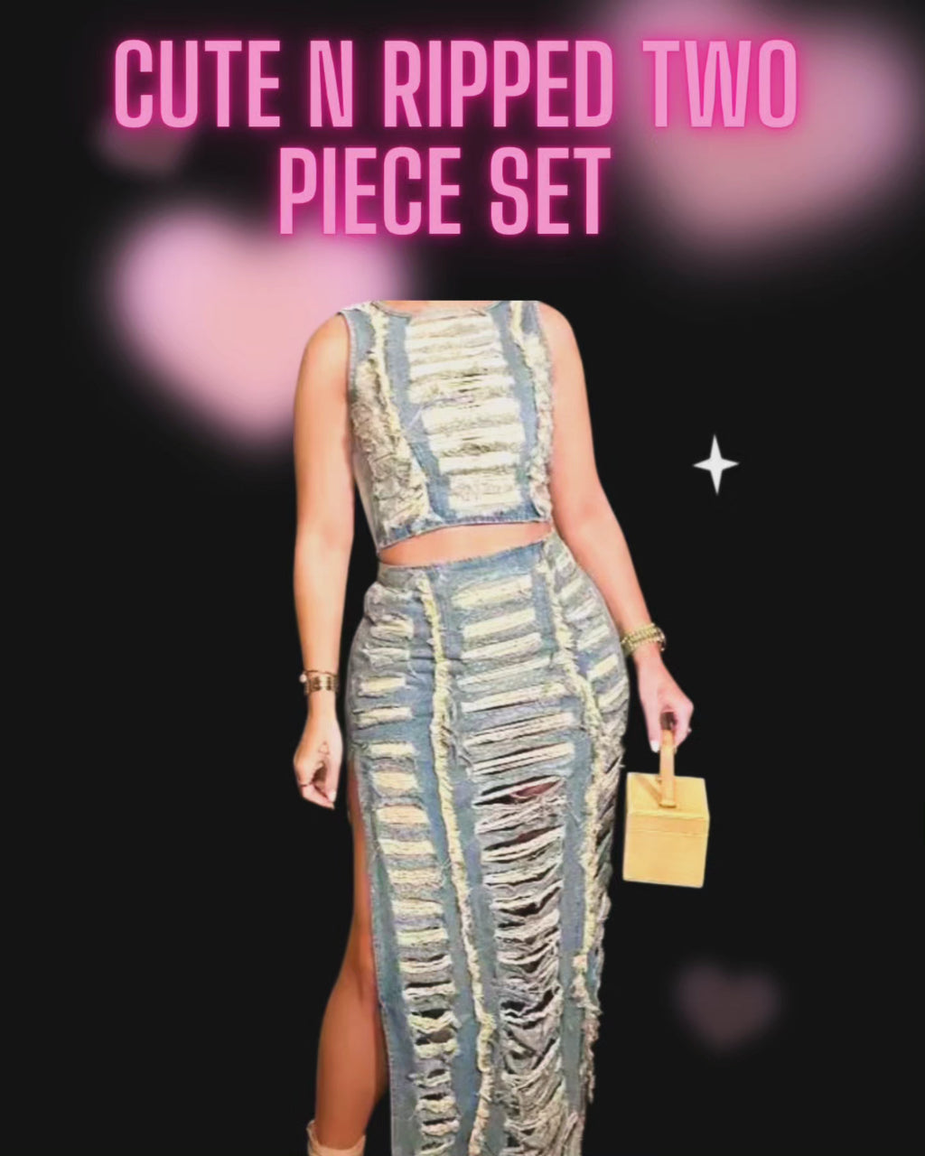 Cute n ripped denim set